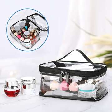 HAOGUAGUA 2-Piece Clear Makeup Bags for Travel