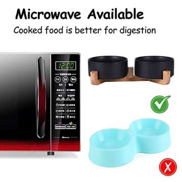 Petygooing Ceramic Dog Bowl Set with Stand,Black Cat Dog Food and Water Bowl,Small Dog Bowls - Anti ...