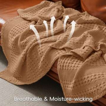 PHF 100% Cotton Waffle Weave Blanket for Luxury Comfort