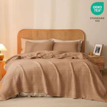PHF 100% Cotton Waffle Weave Blanket for Luxury Comfort