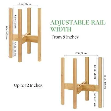 Redriver Adjustable Plant Stand: Bamboo Mid Century Modern Plant Holder - Indoor Planter Fits Medium and Large Pots Sizes 8,9,10,11,12 inch