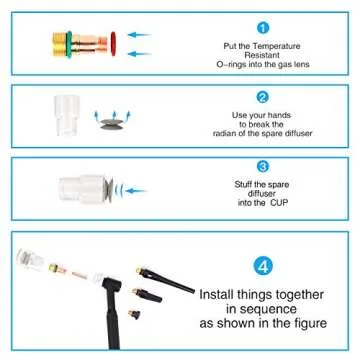 RX WELD 25PCS TIG Stubby Gas Lens 17GL332 3/32" & #12 Pyrex Cup & TIG Gas Lens Alumina Nozzle Kit Fit DB SR WP 17 18 26 TIG Welding Torch