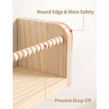 Maxpeuvon Nursery Floating Shelves for Wall, Set of 3 Book Shelves Natural Wood Wall Mounted Organizer with Towel Bar Hanging Bookshelves Nursery Decor for Kids Room, Bedroom and Kitchen