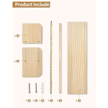 Maxpeuvon Nursery Floating Shelves for Wall, Set of 3 Book Shelves Natural Wood Wall Mounted Organizer with Towel Bar Hanging Bookshelves Nursery Decor for Kids Room, Bedroom and Kitchen