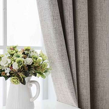 CUCRAF 100% Blackout Window Curtains for Bedroom Noise Reducing,Thermal Insulated Room Darkening Grommet Drapes for Living Room,2 Panels Sets(52 x 96 inches, Light Khaki)