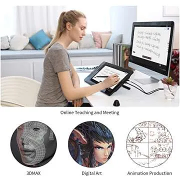 Drawing Tablet with Screen GAOMON PD1560 Drawing Monitor Art Tablet with Adjustable Stand, 10 Shortcut Keys, 15.6-inch Graphics Tablet for Mac, Windows PC