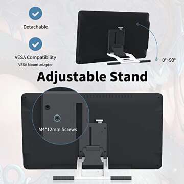 Drawing Tablet with Screen GAOMON PD1560 Drawing Monitor Art Tablet with Adjustable Stand, 10 Shortcut Keys, 15.6-inch Graphics Tablet for Mac, Windows PC