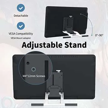 Drawing Tablet with Screen GAOMON PD1560 Drawing Monitor Art Tablet with Adjustable Stand, 10 Shortcut Keys, 15.6-inch Graphics Tablet for Mac, Windows PC