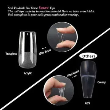 UNA GELLA Square Fake Nails 504pcs Square Gel Nail Tips Clear Press on Nails Pre-shape for Full Cover Square Nails French False Nails For Nail Extension Nail Art Home DIY 12 Sizes False Gelly Tips