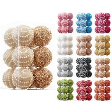 ChrisWish Light Gold Christmas Ball Ornaments, Christmas Ball Decorations Shatterproof Plastic Hanging Pearl Balls for Holiday Party(70mm/2.76", 12ct)