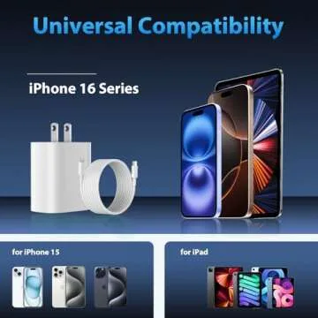 Fast 20W USB C iPhone 16 & 15 Charger with Long Cable