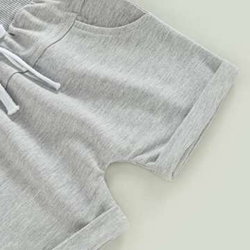 Toddler Baby Boy Clothes Set Letter Print Short Sleeve Crewneck T-Shirt and Solid Color Shorts Set 2Pcs Summer Outfits (B-Black Gray, 12-18 Months)