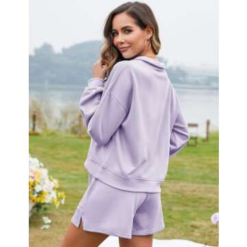 Flygo Women Cotton 2 Piece Casual Sweatsuit Lounge Set