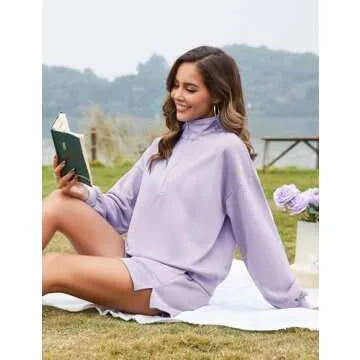 Flygo Women Cotton 2 Piece Casual Sweatsuit Lounge Set