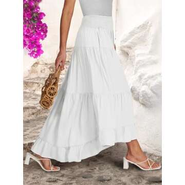 ANRABESS Women Summer Maxi Skirt Elastic High Waist Flowy Boho Casual Tiered Aline Long Beach Skirts...