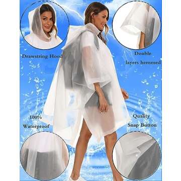 Borogo Reusable Rain Ponchos 2 Pack for All Ages