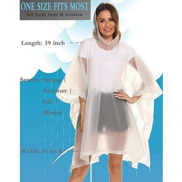 Borogo Reusable Rain Ponchos 2 Pack for All Ages