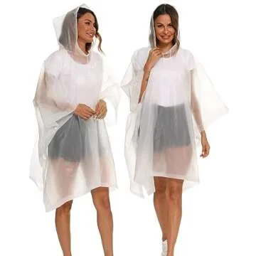 Borogo Reusable Rain Ponchos 2 Pack for All Ages