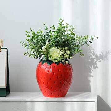 Vintage Inspired Strawberry Vase, Decorative Ceramic Vase Unique Home Decoration Vase Ornament, Suit...