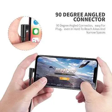 Extra Long Durable Charging Cable, 3 Pack 10ft USB A to 90 Degree Aluminum Alloy Charging Cord Compatible with iPhone 13/12/11/Pro/Xs Max/XS/XR/7/7Plus/X/8/8Plus/6S/6S Plus/SE (Black, 10ft)