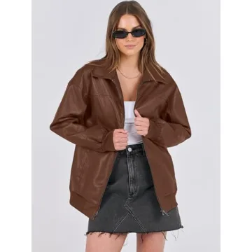 Stylish Oversized Leather Jacket for Women - Fall Fashion