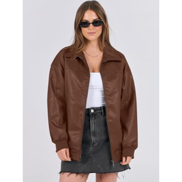 Stylish Oversized Leather Jacket for Women - Fall Fashion