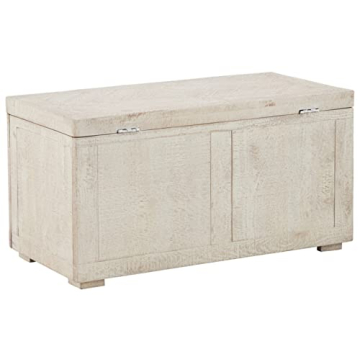 Ryker Modern Rustic Storage Trunk Coffee Table in Whitewash