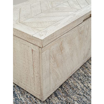 Ryker Modern Rustic Storage Trunk Coffee Table in Whitewash