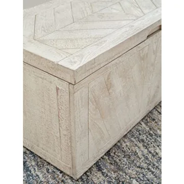Ryker Modern Rustic Storage Trunk Coffee Table in Whitewash