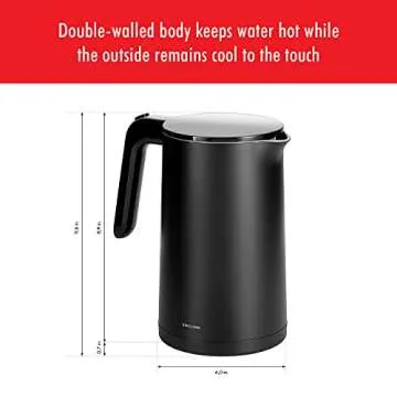 ZWILLING Enfinigy Cool Touch 1.5-Liter Electric Kettle, Cordless Tea Kettle & Hot Water, Black