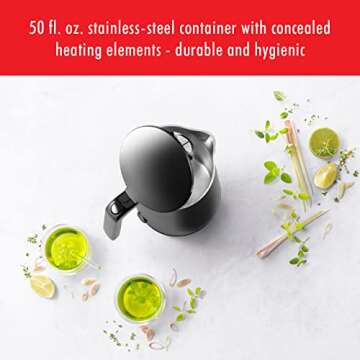 ZWILLING Enfinigy Cool Touch 1.5-Liter Electric Kettle, Cordless Tea Kettle & Hot Water, Black