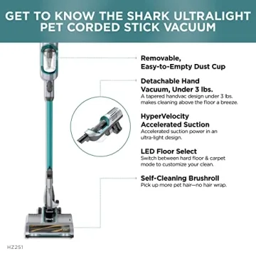 Shark HZ251 Ultralight Corded Stick Vacuum with Brushroll