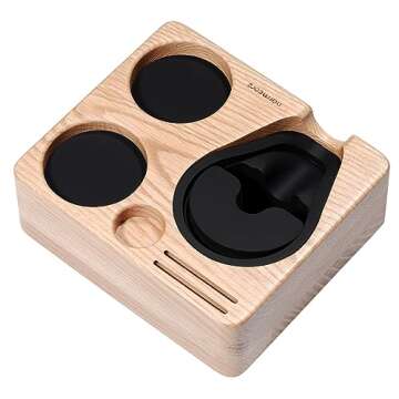 Normcore Espresso Tamping Station for Barista Accessories - Solid American Oak Wood