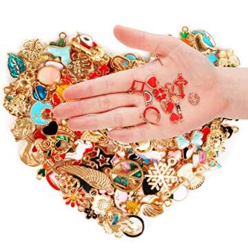 460Pcs Charms for Jewelry Making, Assorted Wholesale Mixed Color Plated Bracelet Charms, Pendants Earring Charms for Bracelets Necklace Keychain DIY Crafting