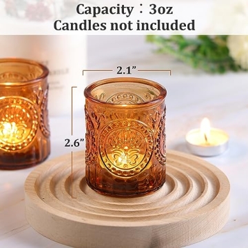 Simeitol Vintage Amber Votive Candle Holders for Events