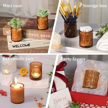 Simeitol Vintage Amber Votive Candle Holders for Events