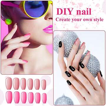 Maitys 720 Pieces 30 Sets Medium Square Press on Nails Glossy Fake Nails Solid Color Artificial Tips Full Cover for Women Girls Ballerina DIY(Classic Colors)