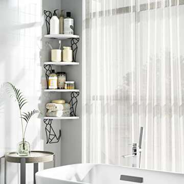 Alsonerbay White Corner Shelf Wall Mount, 4 Tier Floating Shelves for Wall Storage, Rustic Wall Shelves Wood Shelves for Bedroom, Living Room, Bathroom, Entryway, Garage (Dog Shaped)