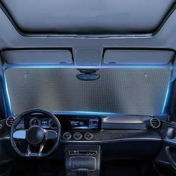 Hello Gorgeous Car Windshield Sunshade, Pink Crown Eyelash Front Window Sun Shades, Folding Block UV Rays Sun Visor Protector, Sun Shield for Car Sedan Truck SUV Cute Auto Accessories 51x27.5 in