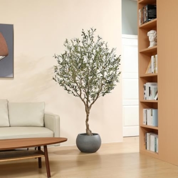 LOMANTO 7Ft Artificial Olive Tree Realistic Home Office Decor