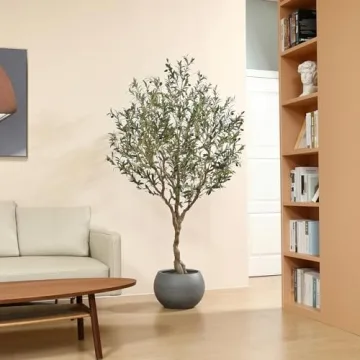 LOMANTO 7Ft Artificial Olive Tree Realistic Home Office Decor