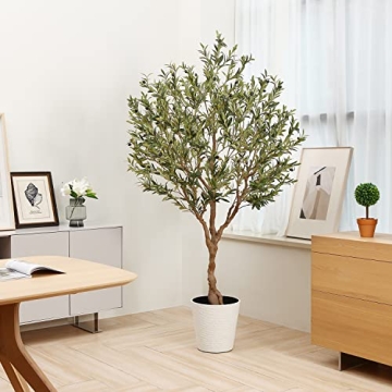 LOMANTO 7Ft Artificial Olive Tree Realistic Home Office Decor