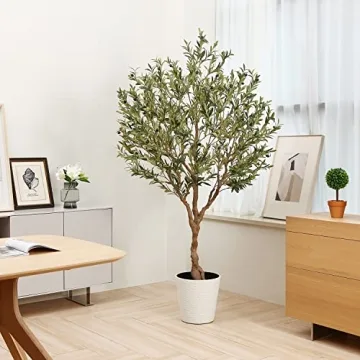 LOMANTO 7Ft Artificial Olive Tree Realistic Home Office Decor