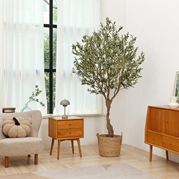 LOMANTO 7Ft Artificial Olive Tree Realistic Home Office Decor