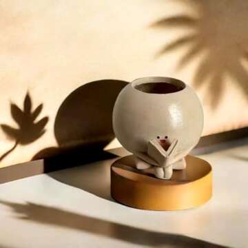 WT WINGTENG Cute Plant Pots Succulent Planters for Indoor Plants, Funny Resin Small Flowerpot Reading Books Shape, Unique Planter Home Decor for Mother Lovers Idea