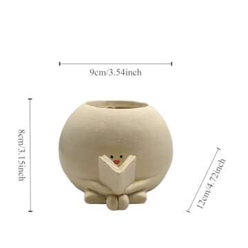 WT WINGTENG Cute Plant Pots Succulent Planters for Indoor Plants, Funny Resin Small Flowerpot Reading Books Shape, Unique Planter Home Decor for Mother Lovers Idea