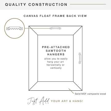 MCS Canvas Float Frames 24x30 Frame, Walnut Wood Grain Frame for Finished Canvases, Vertical & Horizontal Wall Hanging Large Frame with Adhesive for Canvas Paintings (1-Pack)