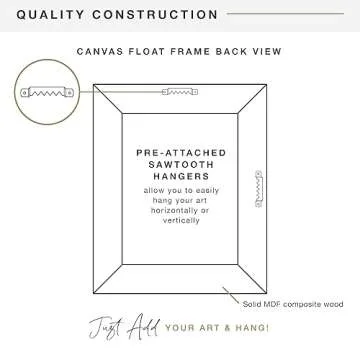 MCS Canvas Float Frames 24x30 Frame, Walnut Wood Grain Frame for Finished Canvases, Vertical & Horizontal Wall Hanging Large Frame with Adhesive for Canvas Paintings (1-Pack)