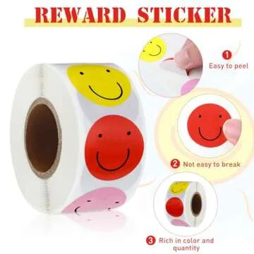 1500 Smile Face Stickers for Students & Crafts