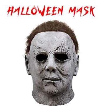 TCCMEIR Michael Myers Mask,Halloween Horror Scary Face Latex Mask for Men Women Adult.Grey